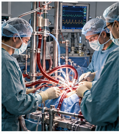 Heart-lung machine and open-heart surgery
